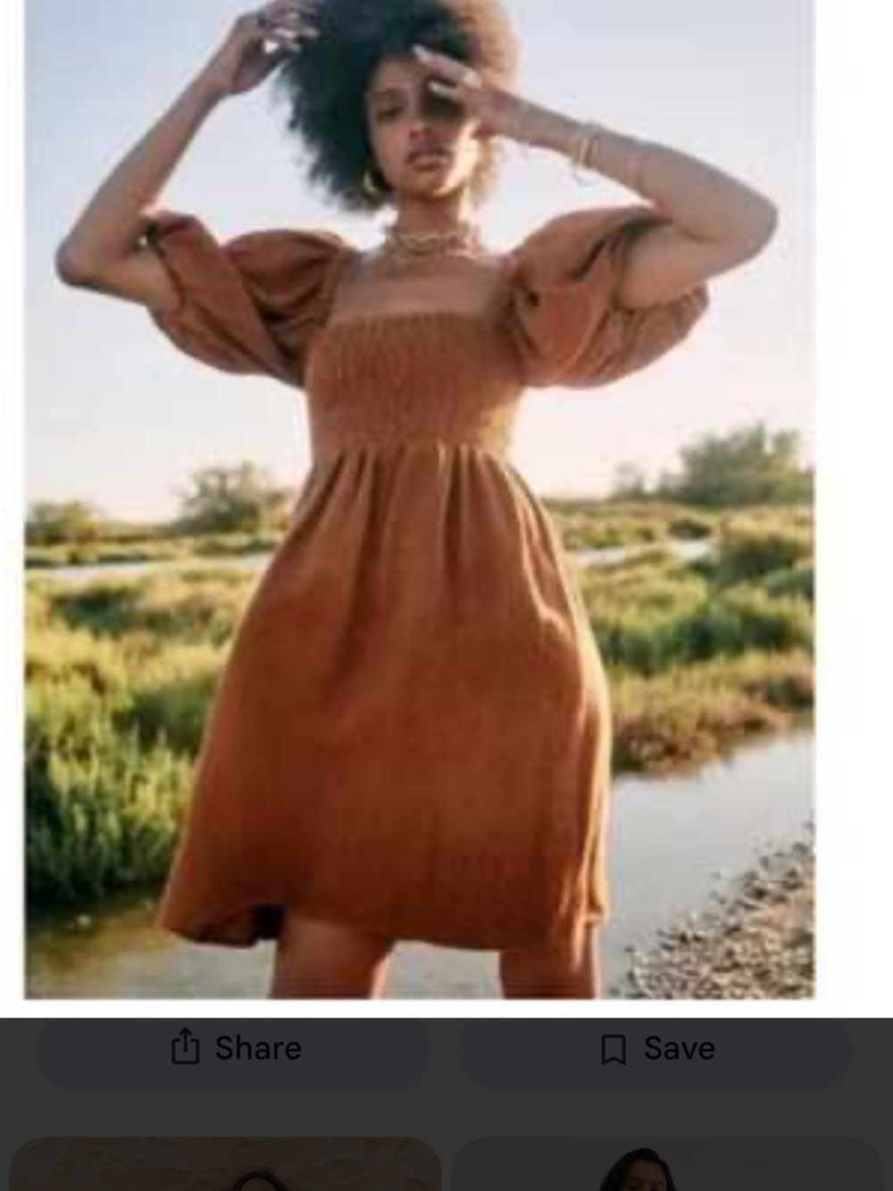 Sezane Carlie Smocked Puff-Sleeve Mini Dress